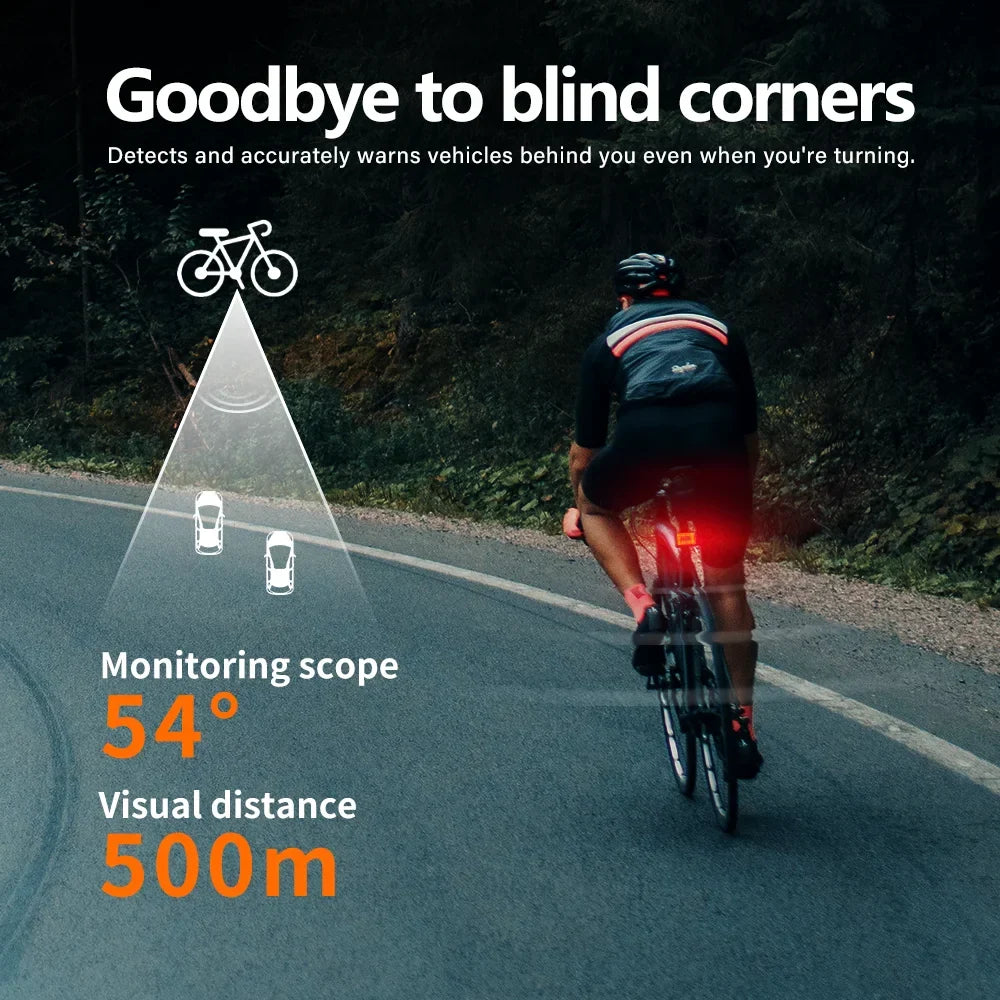 Smart Bicycle Radar Tail Light AI Brake Sensing Black-3
