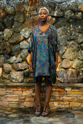 Shadow Of Sequin Shimmer Short Kaftan Dress - Rainbow Black Party Dress-0